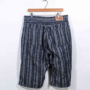 Brooklyn Express Striped Baggy Jean Shorts Jorts 38 VTG Y2K Streetwear Hip Hop